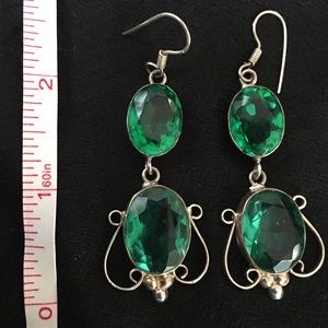 925 Silver Green Tourmaline color pierced earring